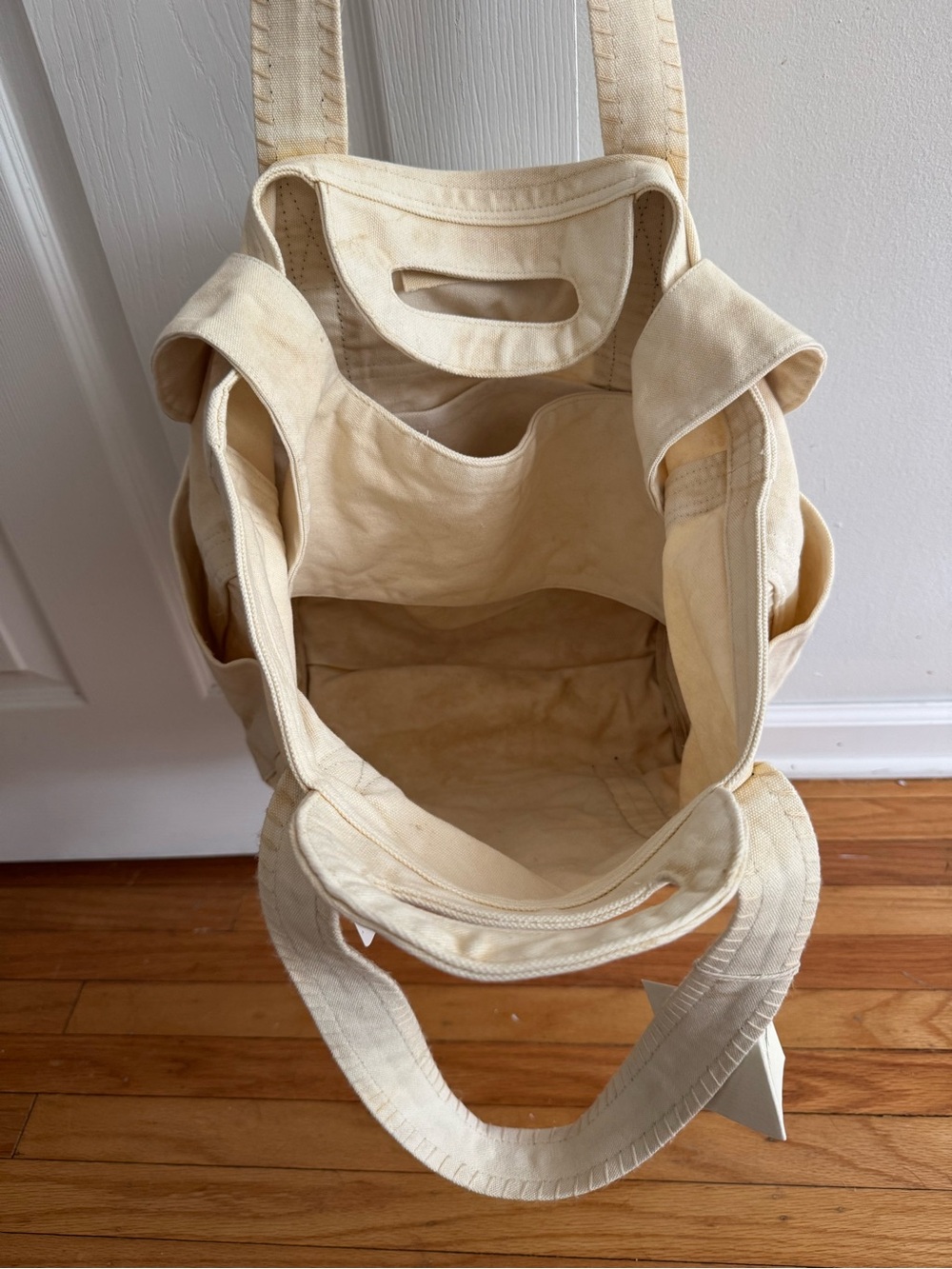 Free People Canvas Tote Bag with Contrast Straps - Cream - Picture 5 of 10